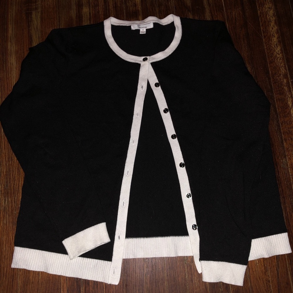 89th & Madison Black & White Cardigan